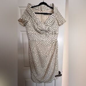 Unique Vintage Cream Polka Dot Wrap Dress